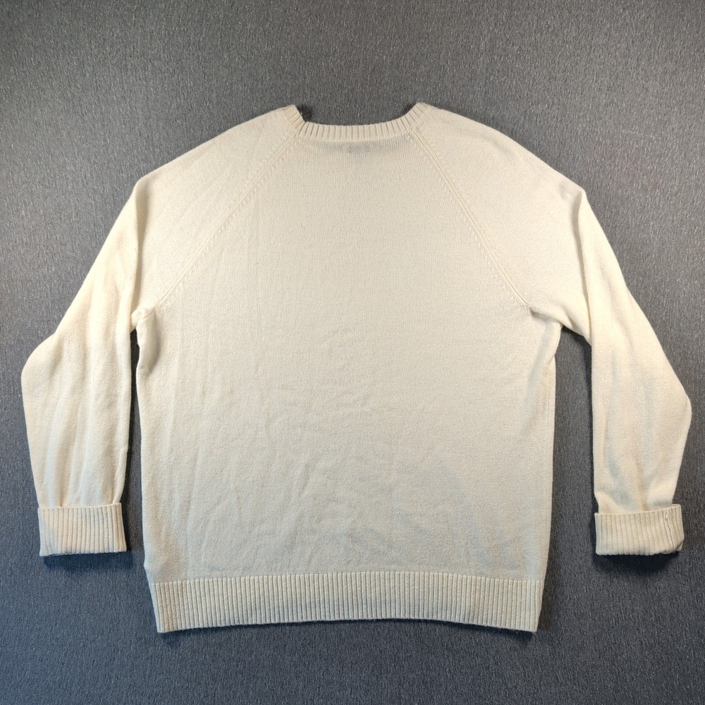 J. Crew Womens Ivory Crew Neck Chunky Wool Knit Sweater XXL Preppy Fisherman EUC - Picture 3 of 9